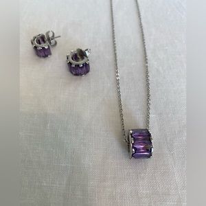 Lia Sophia Purple Stone Necklace/Earring Set